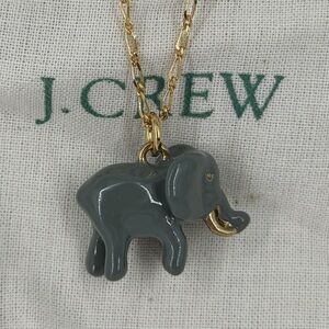 NWT J.Crew Factory enamel Gray Elephant Critter Necklace E979